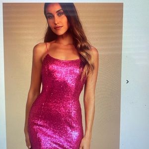 Lulus Bring It Magenta Sequin Bodycon Mini Dress in Large